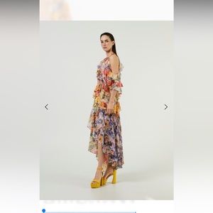 ZIMMERMANN ASYMMETRICAL SILK DRESS MULTI/ORANGE